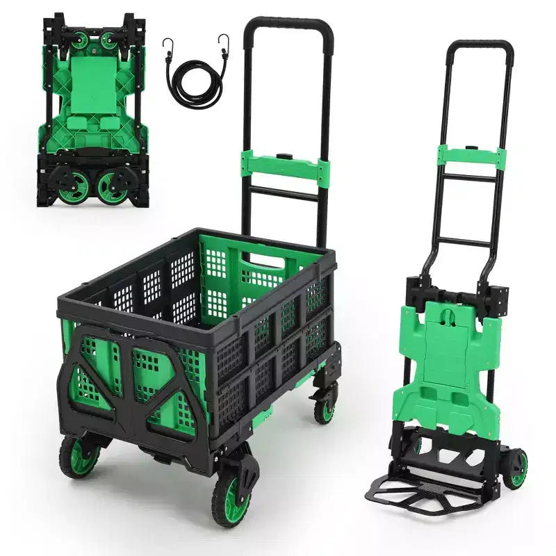 2-In-1 Folding Hand Truck Dolly with Folding Basket, Collapsible Hand Truck Dolly