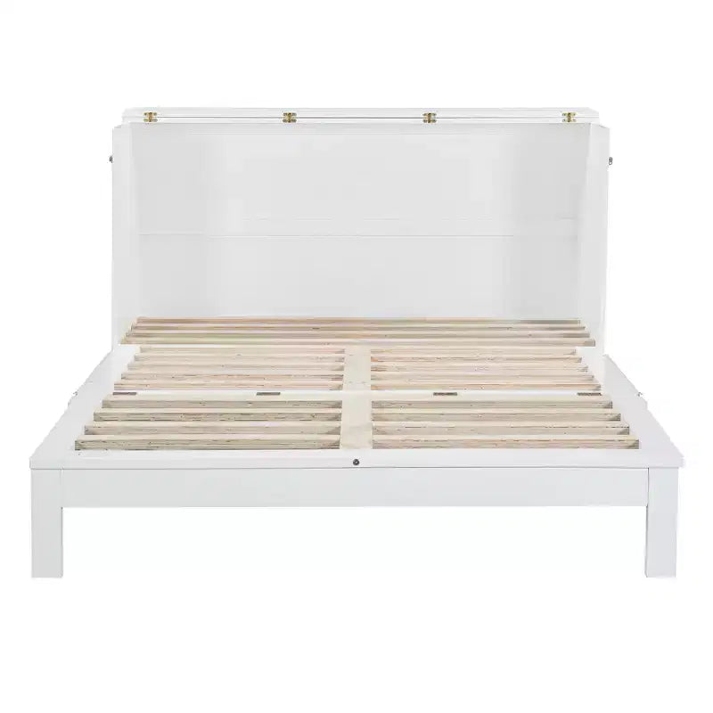 Lit escamotable moderne Queen en rotin avec grand tiroir