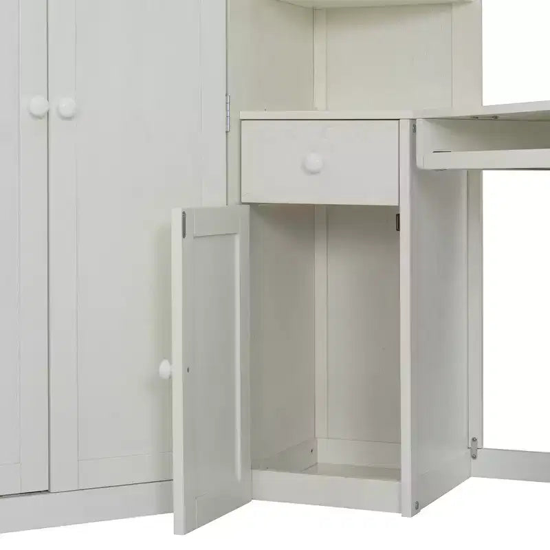 Lit mezzanine tout-en-un simple avec armoire intégrée et bureau