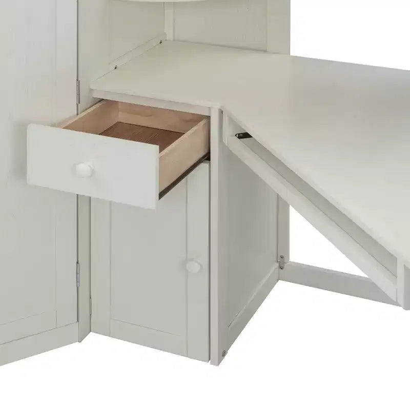 Lit mezzanine tout-en-un simple avec armoire intégrée et bureau