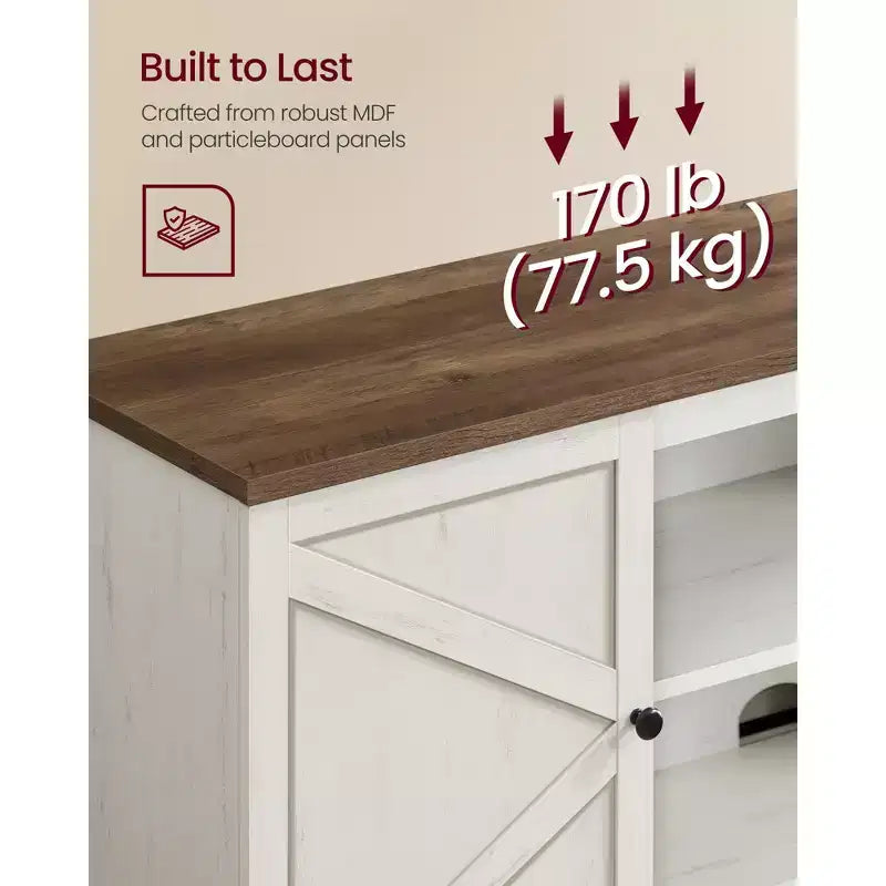 Meuble TV de ferme pour téléviseurs jusqu'à 80 pouces, meuble de divertissement avec placards de rangement