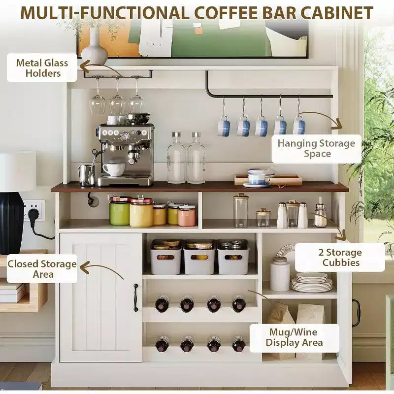 Buffet de ferme, meuble de rangement, station de charge, crochets, étagères réglables