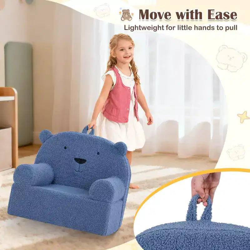 Canapé pour enfants Ours Canapé-lit en mousse pour tout-petits avec housse en tissu polaire doux